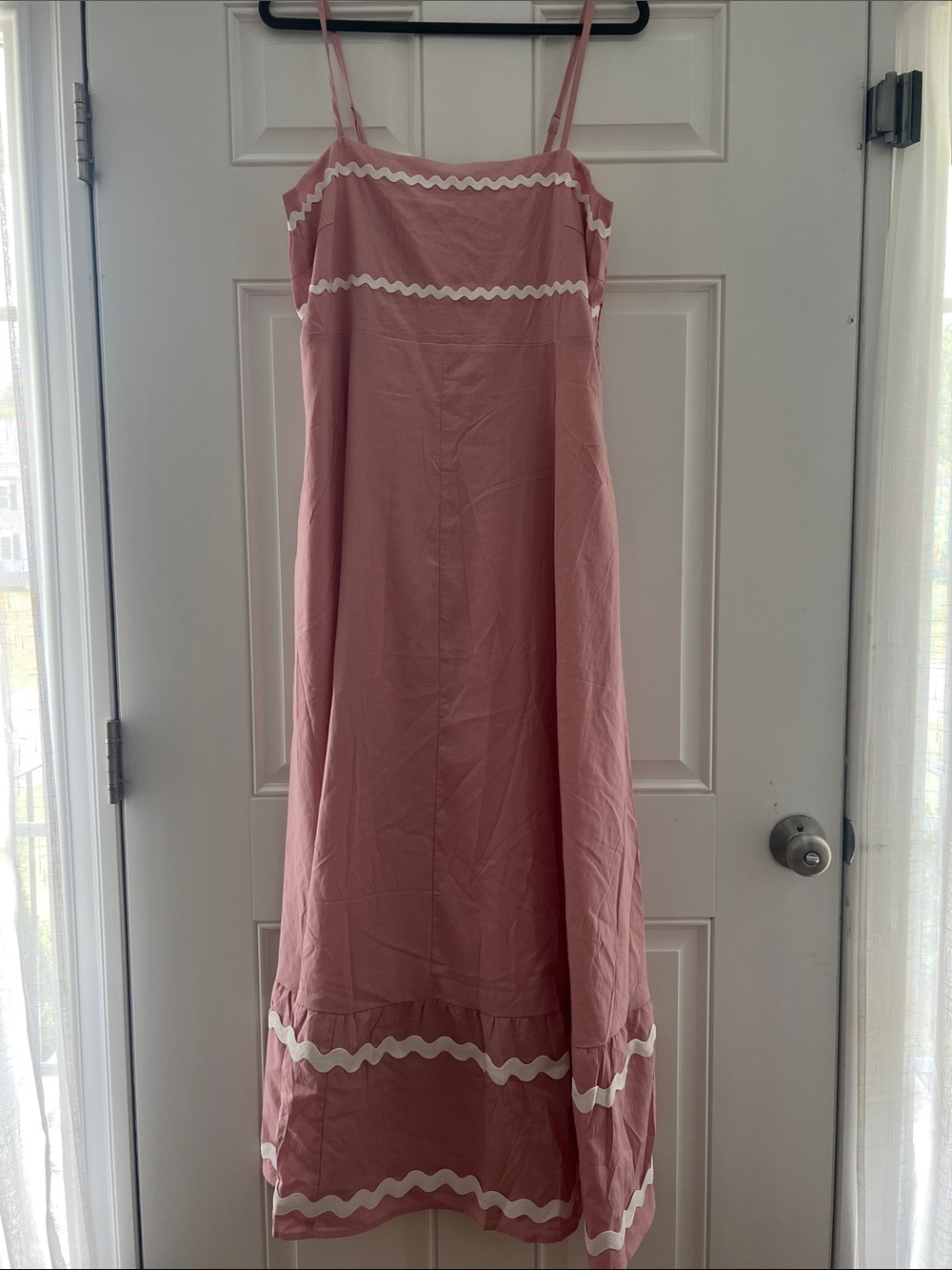 Women’s Pink Maxi Sundress with White Trim